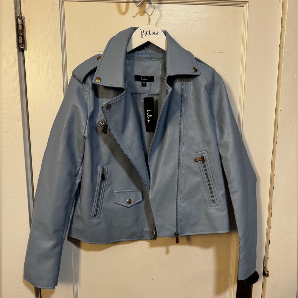 NWT Blue Leather Women's Jacket